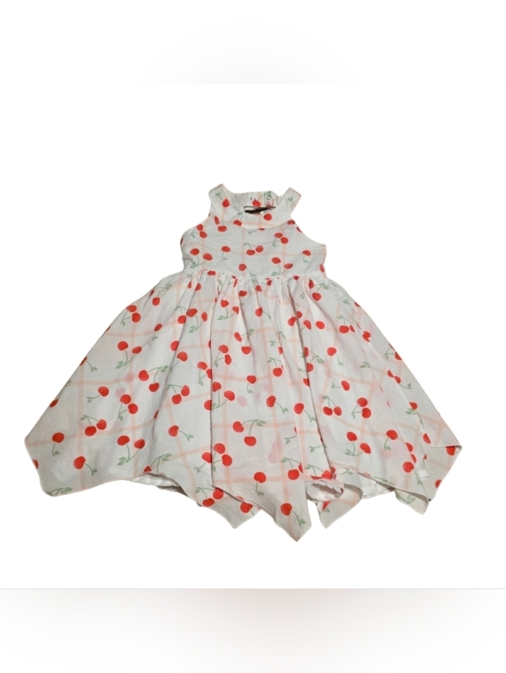 Isaac Mizrahi White Dress Cherry Print Summer Cottagecore Girls Vacation Beach
